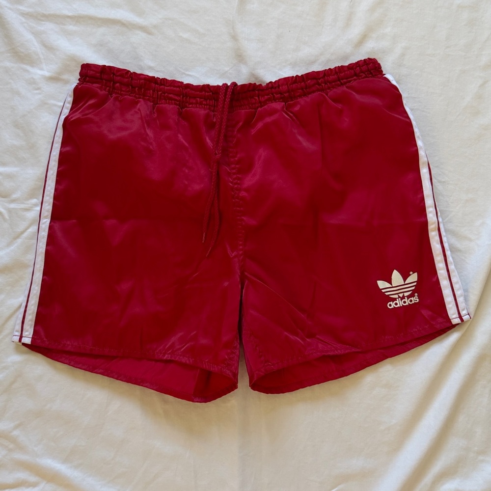 Adidas Scarlet Sports Shorts with White Accents